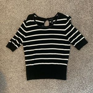 White House Black Market Striped Three Quarter Sleeve Length Top